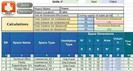 ventilation calculation excel